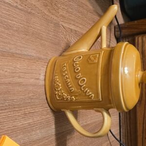 Toscana Ceramic Oil Dispenser - Mustard Yellow Made And Hand Painted In ITALY